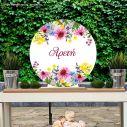 Wooden printed sign, Summer colorful flowers personalized