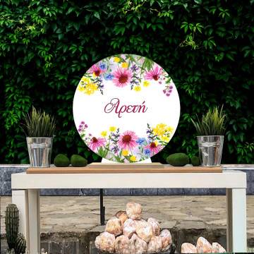 Wooden printed sign, Summer colorful flowers personalized 2