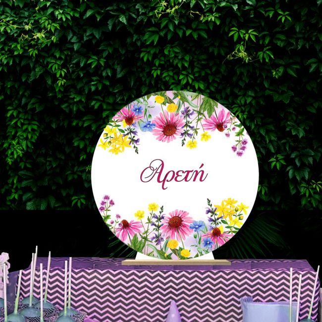 Wooden printed sign, Summer colorful flowers personalized