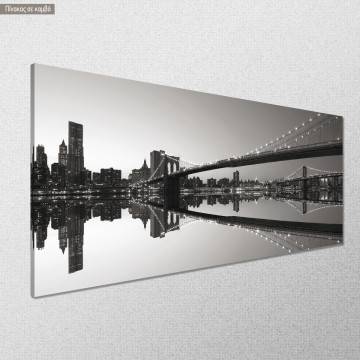 Canvas print Manhattan and Brooklyn bridge grayscale panoramic Framed canvas View 1 2