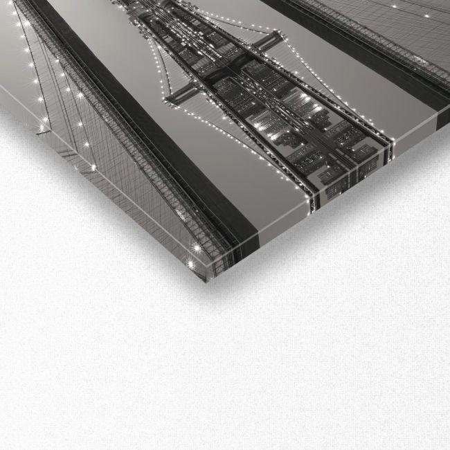 Canvas print Manhattan and Brooklyn bridge grayscale, panoramic
