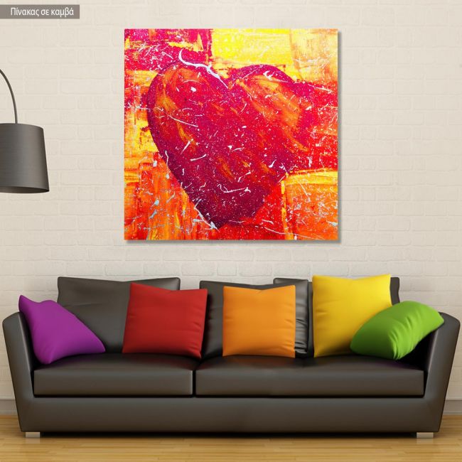 Canvas print Heart abstract painting, rectangle