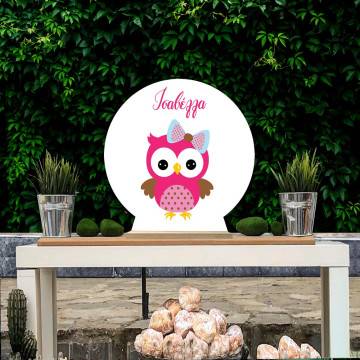 Wooden printed sign, Girly owl 2