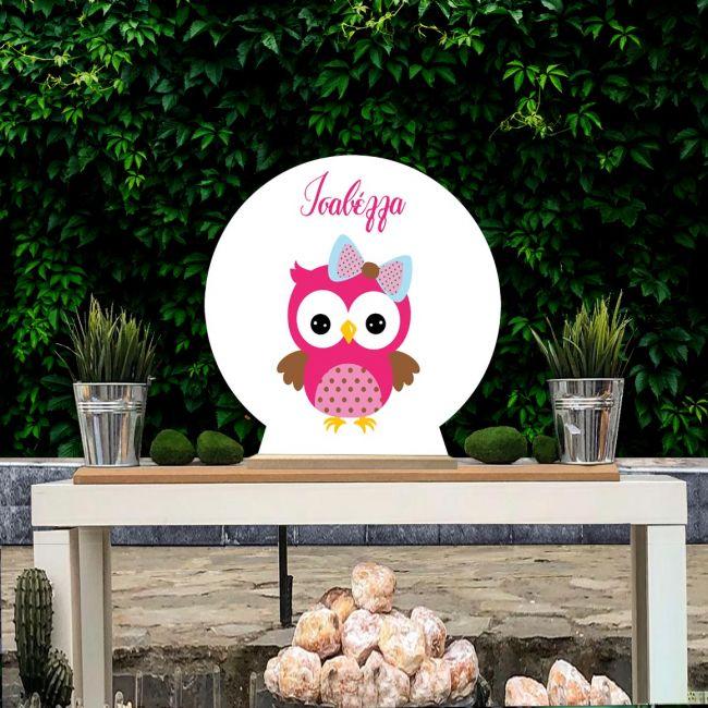 Wooden printed sign, Girly owl