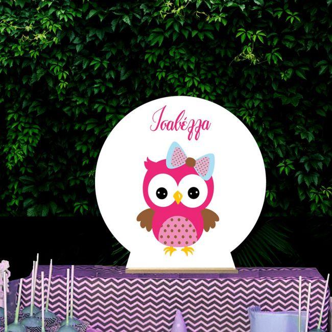 Wooden printed sign, Girly owl