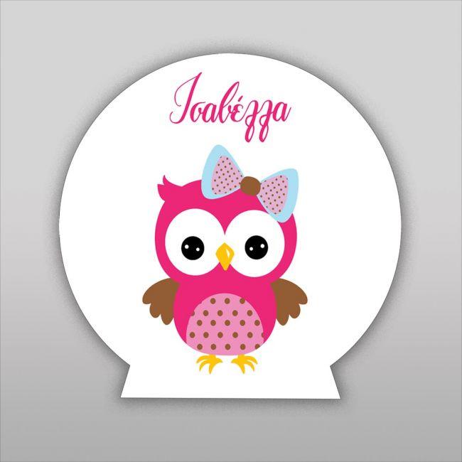 Wooden printed sign, Girly owl