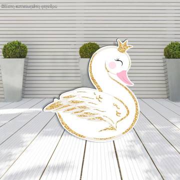 Wooden figure printed Elegant Swan II