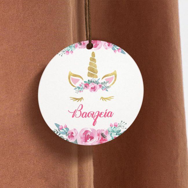 Labels thank you, Unicorn with watercolor flowers