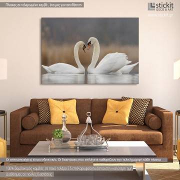 Πίνακας σε καμβά Προσφορά 40x30 cm, Κύκνοι, Swans in love