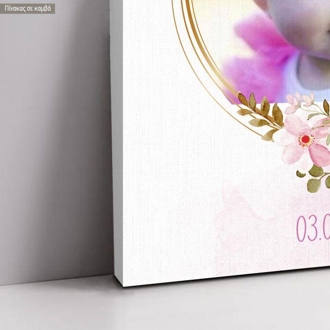 Canvas print welcome to my baptism,Golden circles and photo