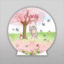 Wooden printed sign, Girl swing under tree