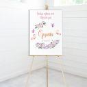 Canvas print welcome to my baptism,Butterflies and flowers