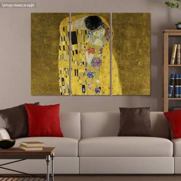 Πίνακας σε καμβά The kiss (portrait), Klimt Gustav, τρίπτυχος
