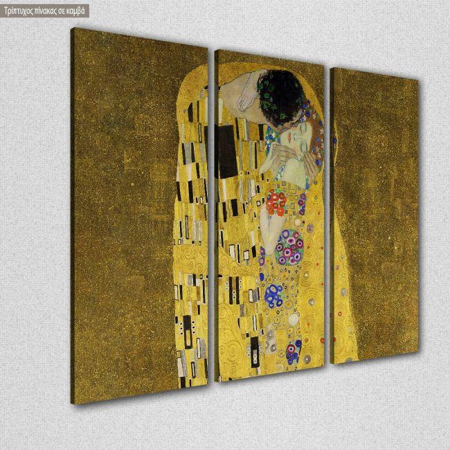 Canvas print The kiss (portrait), Klimt Gustav,3 panels