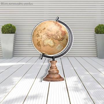 Wooden printed figure Earth sphere map