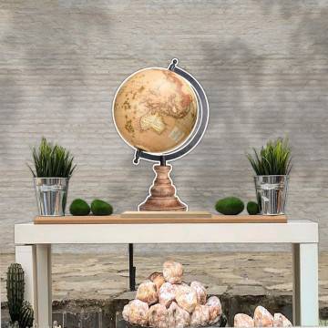 Wooden printed figure Earth sphere map 2