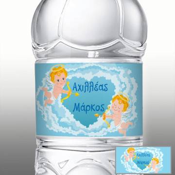 Sticker label Twin baby cupids