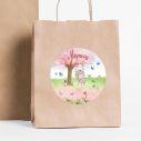 Sticker labelCherry Blossom tree girl swing