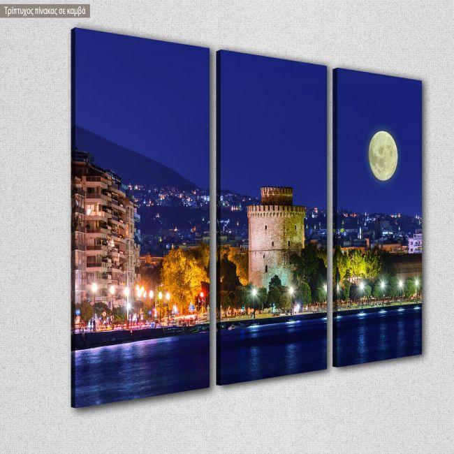 Canvas print Thessaloniki by night,3 panels