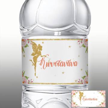 Αυτοκόλλητη ετικέτα Νεράιδα και λουλουδια ζωγραφιστά