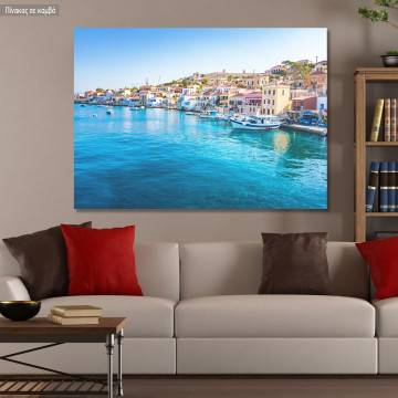 Πίνακας σε καμβά Χάλκη, Boats in port of Halki