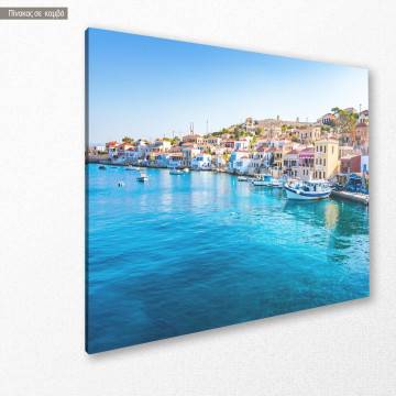 Canvas print Boats in port of Halki 2