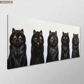 Canvas print Five black cats Wain L panoramic Framed canvas View 1 2