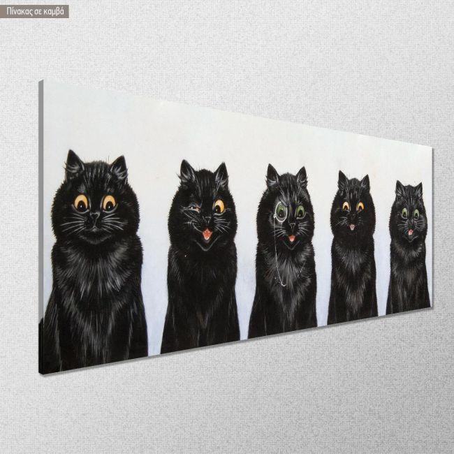 Canvas print Five black cats, Wain L, panoramic
