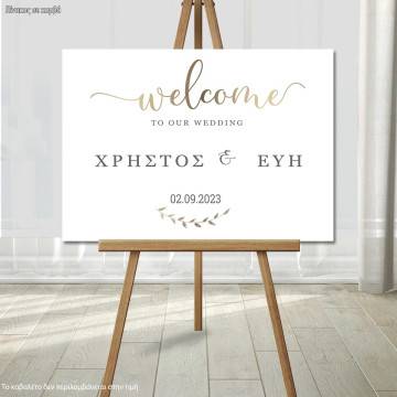 Canvas print Wedding decoration , Welcome to our wedding, gold letters