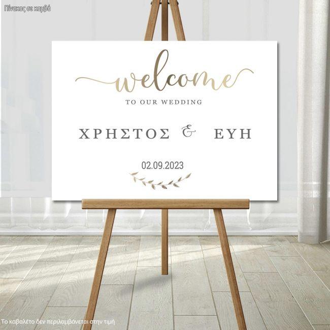 Πίνακας σε καμβά Welcome to our wedding, minimal
