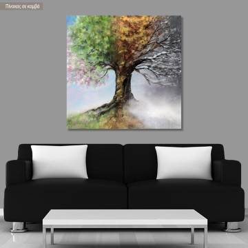 Πίνακας σε καμβά Δέντρο εποχές, Four season tree, τετράγωνος