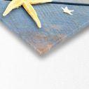 Canvas print Group stars on blue wood, panoramic