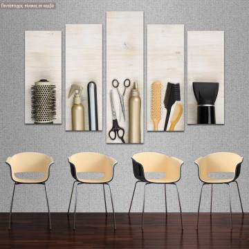 Canvas print Hairdressing tools five panels