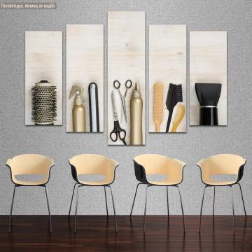 Πίνακας σε καμβά Hairdressing tools, πεντάπτυχος