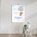 Canvas print welcome to my baptism, Bear with balloons