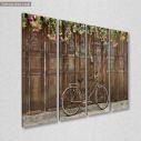 Canvas print Old style rusty brown bicycle, four panels