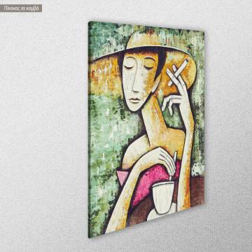 Canvas print Lady in cafe I View 1 2
