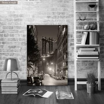 Canvas print View of Manhattan bridge grayscale