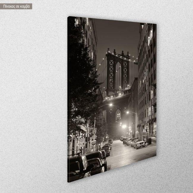 Canvas print View of Manhattan bridge grayscale