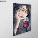 Canvas print Sad woman with small red heart