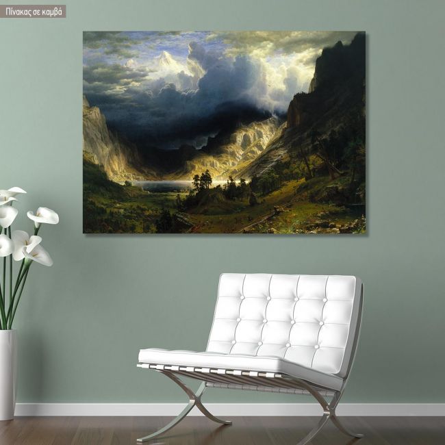 Canvas print A storm in the rocky mountains, Bierstadt Albert
