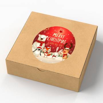 Christmas sticker label, North pole animals 2