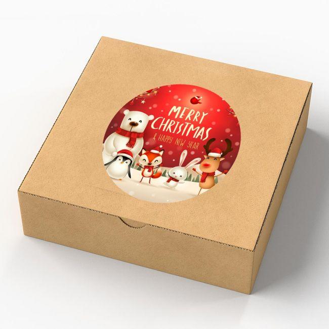 Christmas sticker label, North pole animals