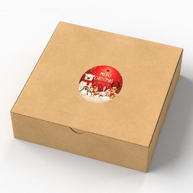 Christmas sticker label, North pole animals