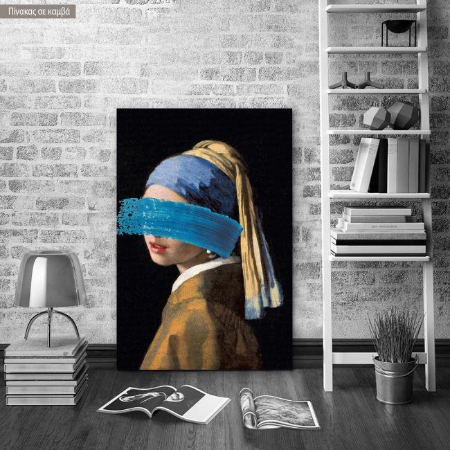 Canvas print Girl with pearl earring reart, (Original Vermeer J)