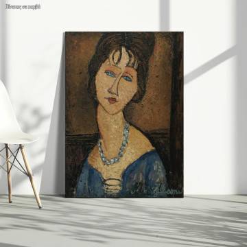 Canvas print Jeanne Hébuterne with necklace, Amedeo Modigliani