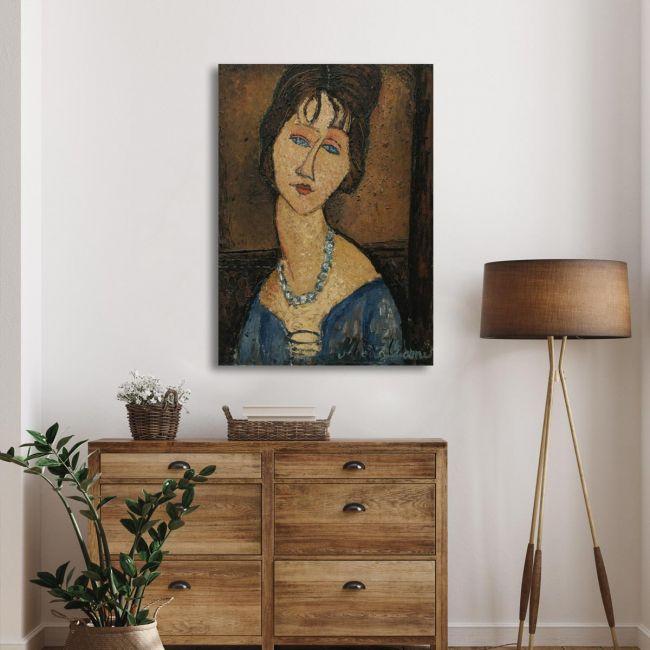 Canvas print Jeanne Hébuterne with necklace, Amedeo Modigliani