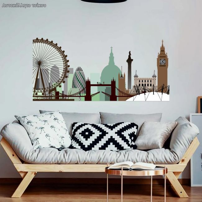 Wall stickers London, outline earthy colors