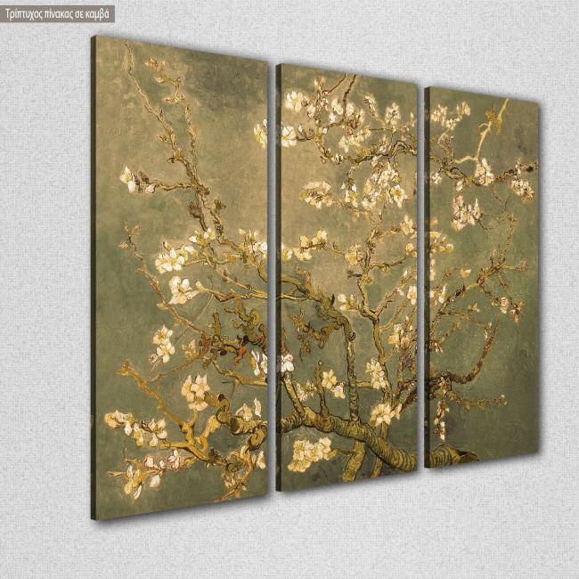 Πίνακας σε καμβά Blossoming almond tree (brown), Vincent van Gogh, τρίπτυχος