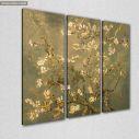 Canvas print Blossoming almond tree (brown), Vincent van Gogh, 3 panels